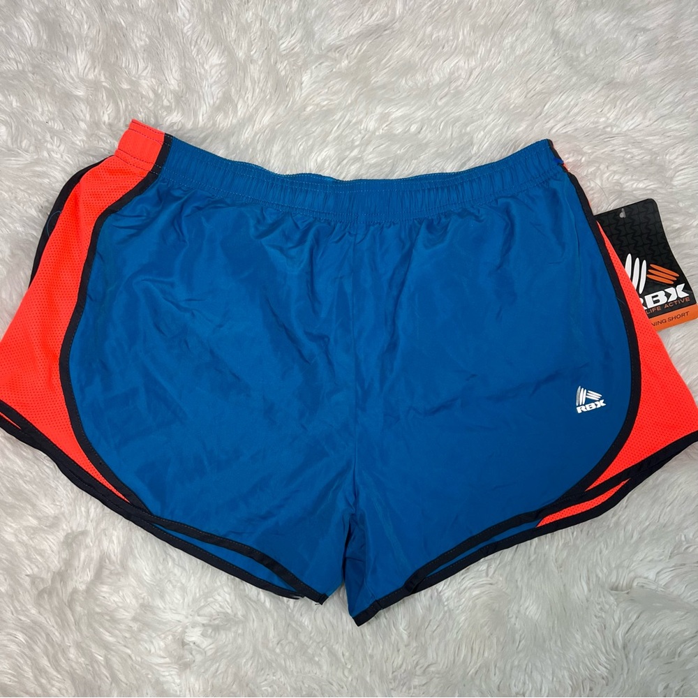 RBX Active Running Shorts Women Large Blue Orange Athletic Workout Shorts NWT